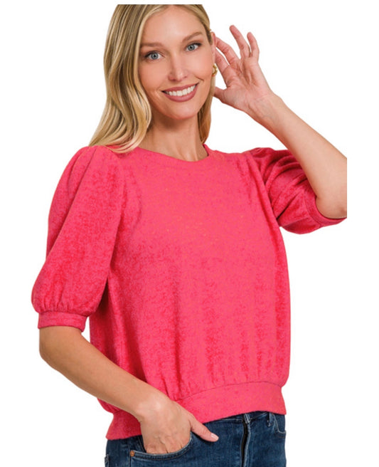 PUFFED SHORT SLEEVE SWEATER