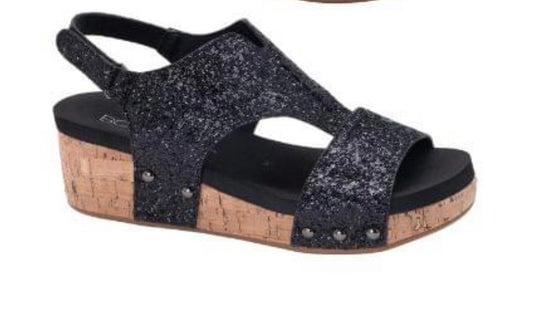 CORKYS BLACK GLITTERY SHOE