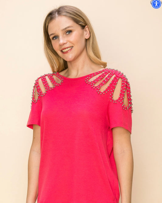 CORAL STUDDED TOP