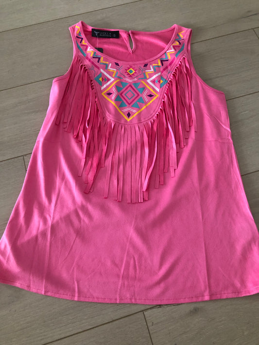 Pink Front Fringe Top