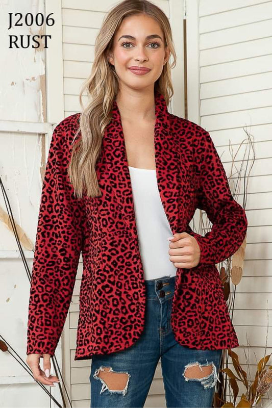 Red/Rust Color Cheetah Blazer